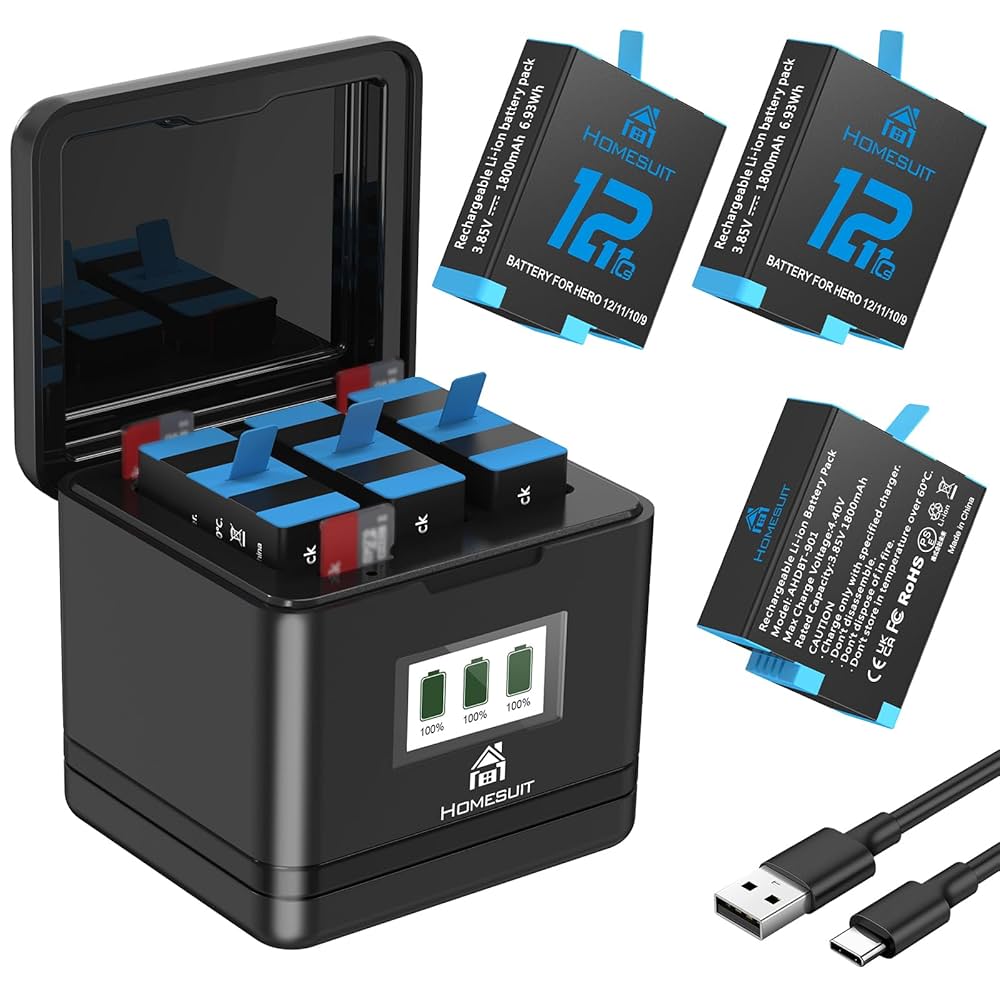 GoPro HERO5 【セット】充電器、予備バッテリー、SDカードあり Amazon.co.jp: Homesuit 対応バッテリー Gopro Hero12/11/10/9